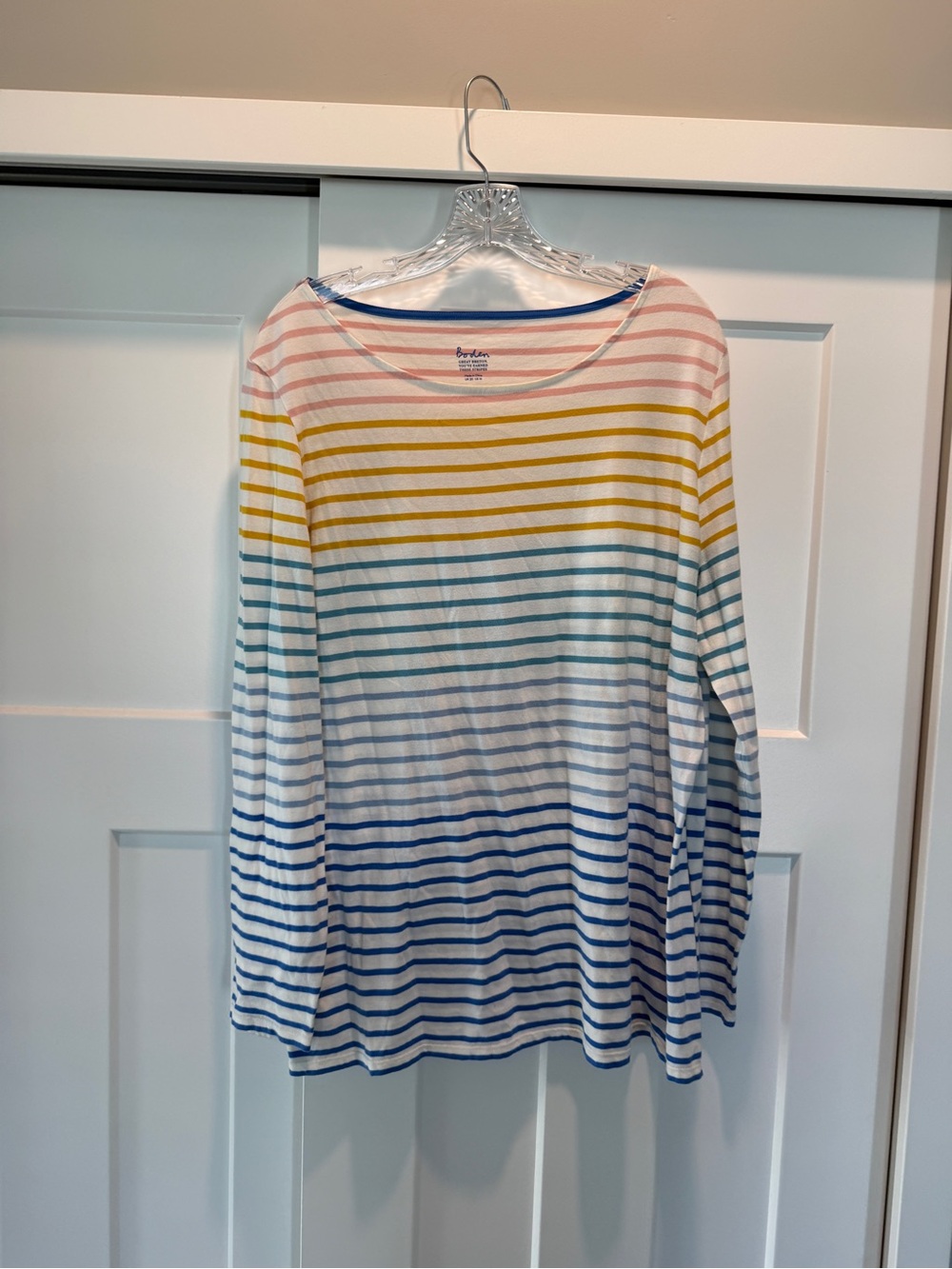 Boden Women’s Breton Striped Long-Sleeve Top - Pastel Multi-size 16